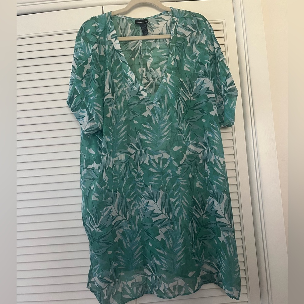 Palm Leaf Print Women's Bathing Suit Cover